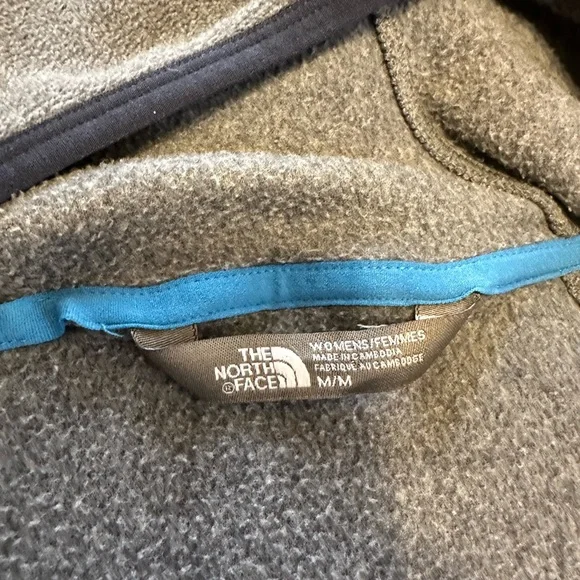 The North Face Grey Hooded Fleece with Bright Blue Logo - Picture 6 of 6